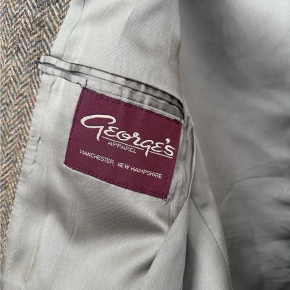 SOLD Vtg Harris Tweed Herringbone Blazer Size 38 R Brown Single Breast 70s 80s - Picture 8 of 9